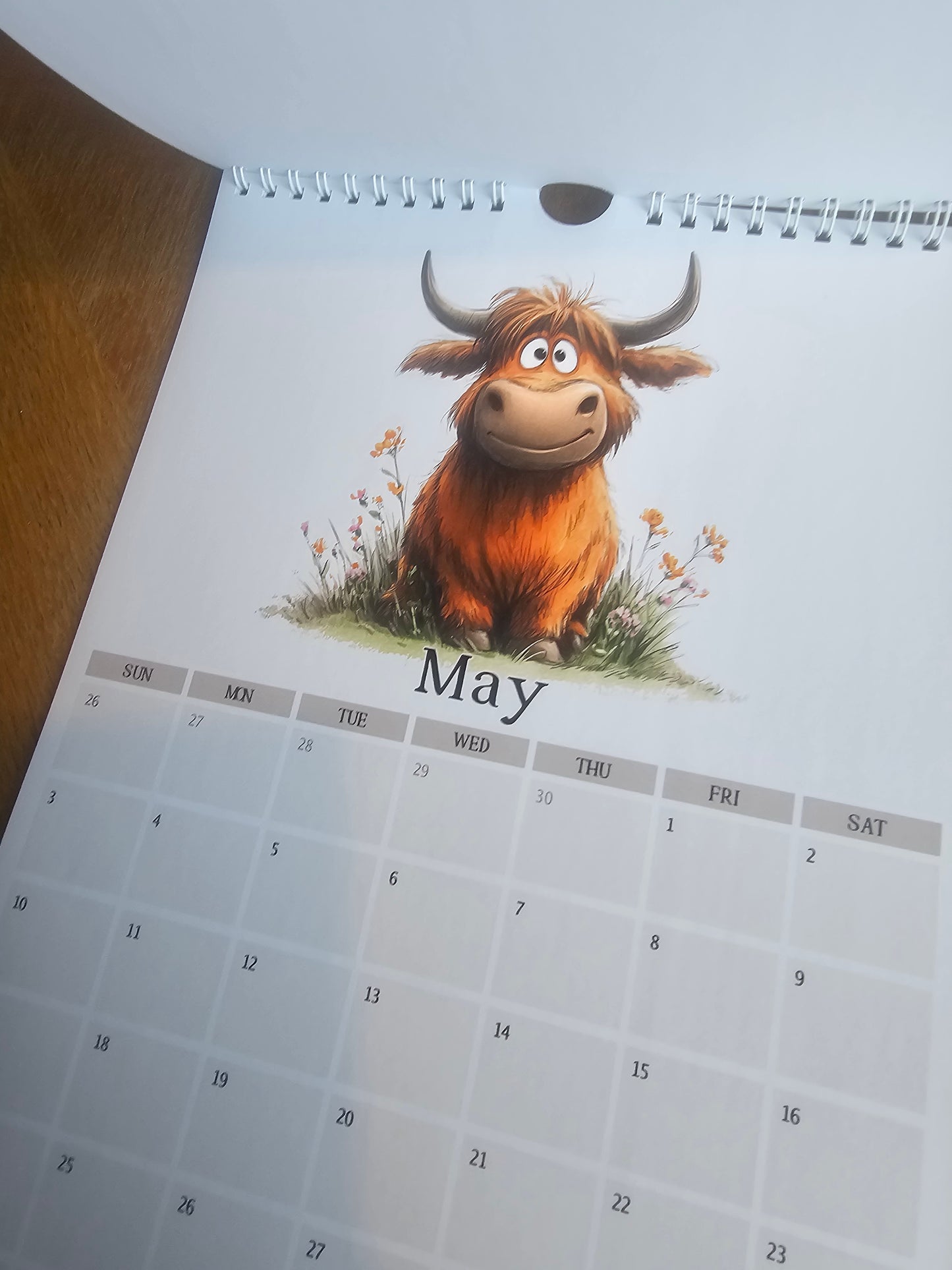 2026 Quirky Highland Cow Calendar, Funny Highland Cow Wall Calendar, Farm Animal A4 Monthly Planner
