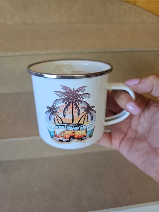 Orange Camper Enamel Mug