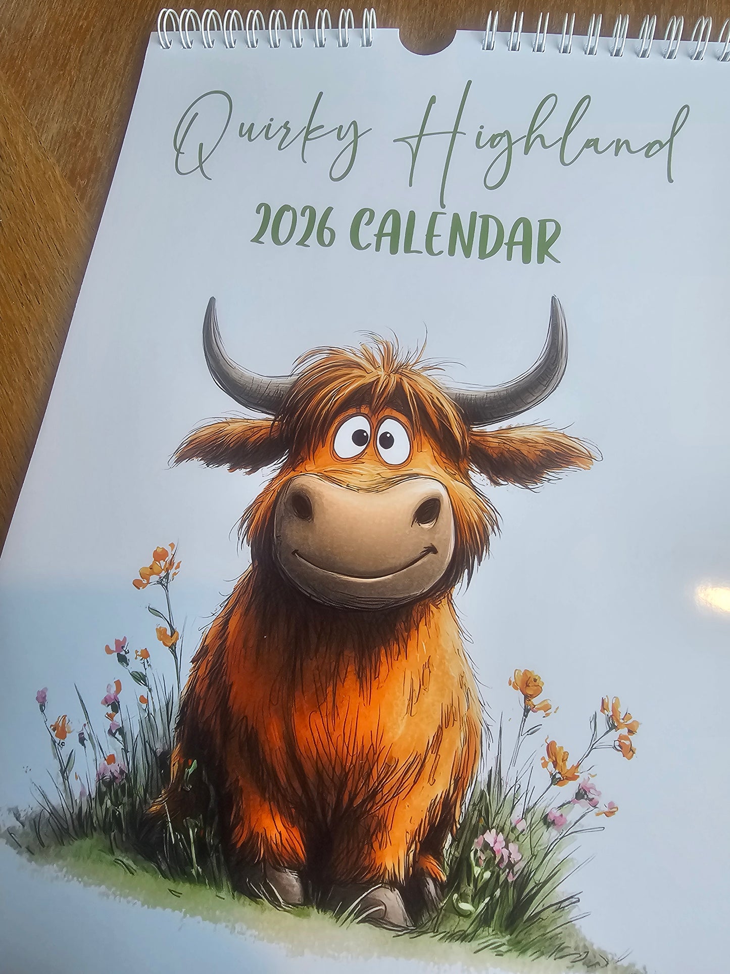 2026 Quirky Highland Cow Calendar, Funny Highland Cow Wall Calendar, Farm Animal A4 Monthly Planner