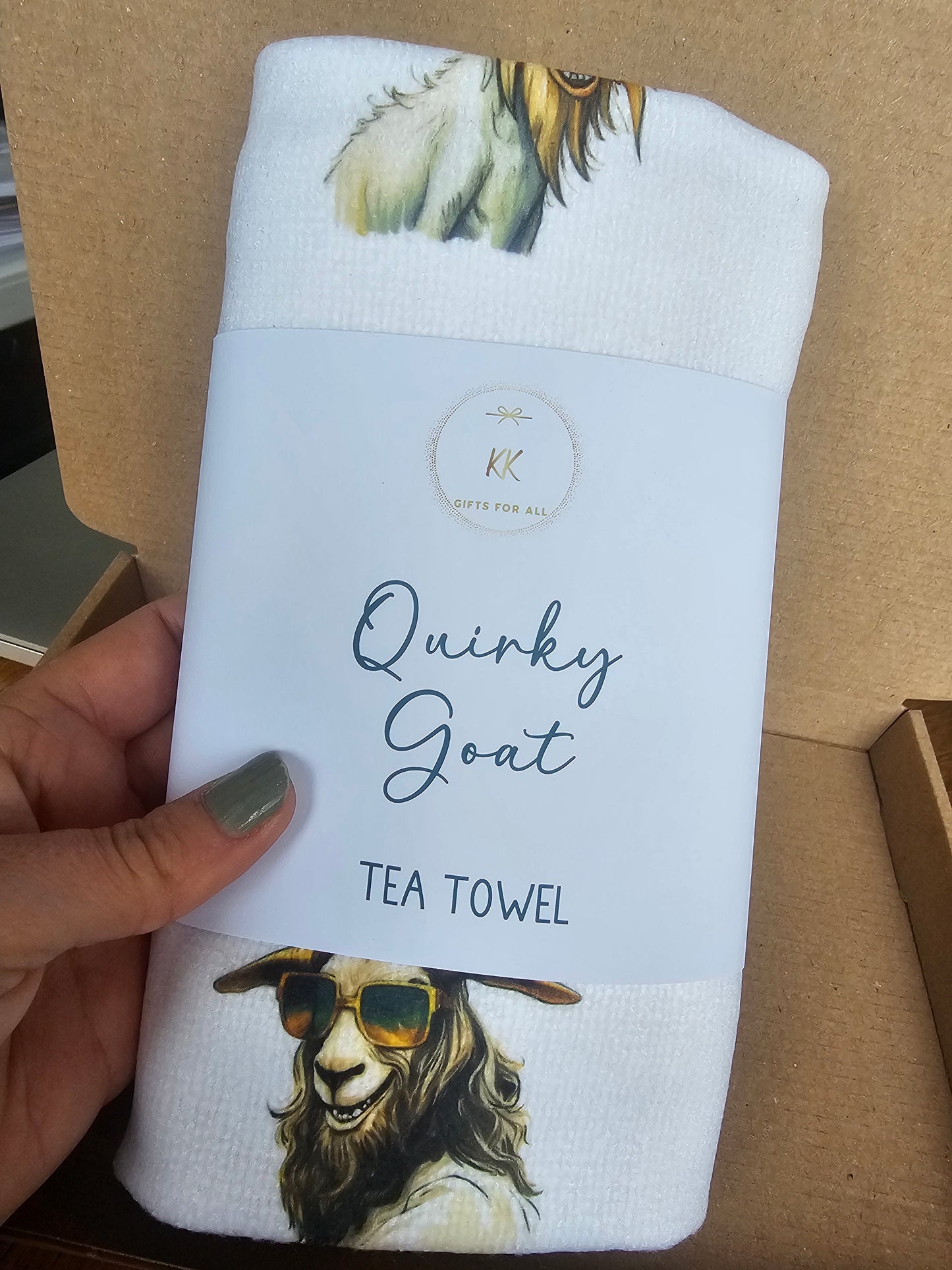 Funny Goat Tea Towel, Personalised Kitchen Towel,  Quirky Goat Home Decor Gifts